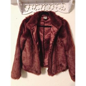 Forever 21 Maroon Faux Fur Coat